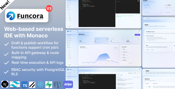 Funcora – Faas Serverless Functions & API Management Platform like AWS lambda (Next.js & TypeScript)