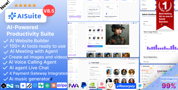 AI Suite – All-In-One SaaS AI Website Builder, Live Chat, AI Image, AI Video Generator, Gemini AI